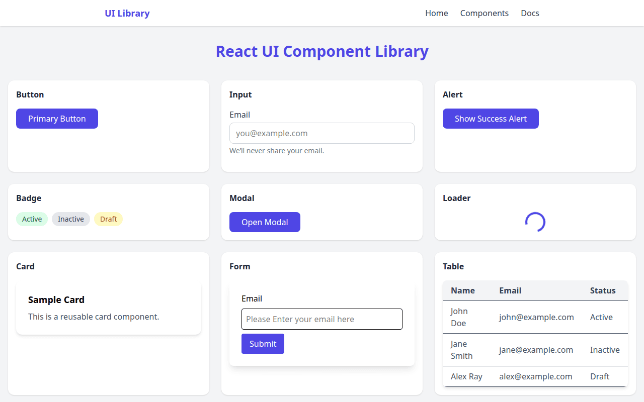 React UI Component Library screenshot